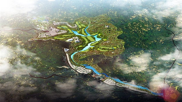 The complex, golf course, resorts, luxury villas and entertainment of Prenn Lake